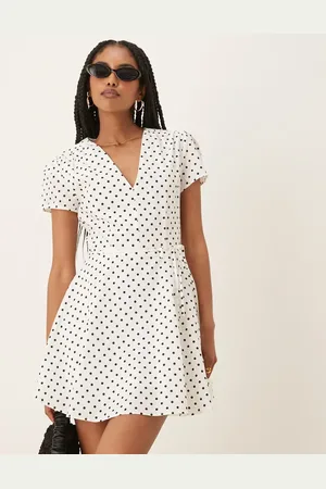 Glamorous Wrap tie mini dress in polka dot-Multi