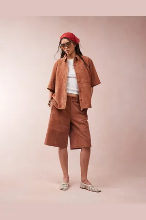 ASOS Suede bermuda shorts in (part of a set)-Brown