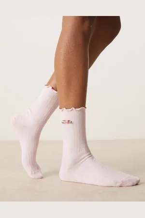 Boux Avenue Rosebud pointelle socks in light