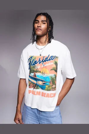 ASOS Boxy oversized t-shirt with high summer graphic in white