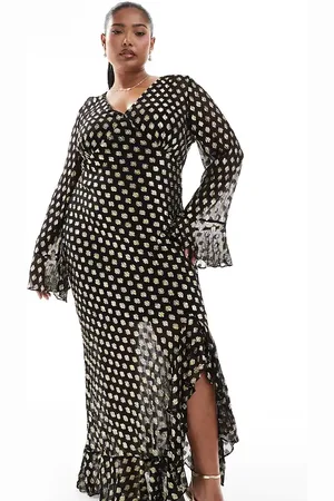 Never Fully Dressed Sparkle ruffle midaxi dress in black