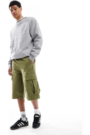 ASOS Longer length cargo jorts in -Green