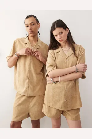 Reclaimed Unisex cord shirt in neutral