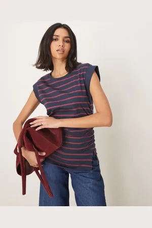 ASOS Corset waist sharp shoulder tank top in burgundy and