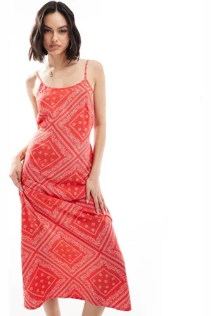 Miss Selfridge Strappy scoop neck maxi slip dress in -Multi
