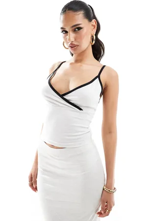 Kaiia Contrast trim detail cami top in marl (part of a set)