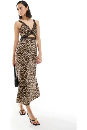 Never Fully Dressed Mimi lace cut-out midaxi dress in print-Brown