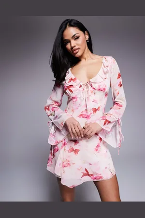 Love Triangle Long sleeve mini dress with ruffle detail in
