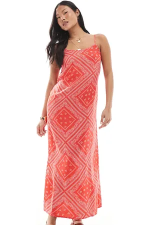 Miss Selfridge Strappy scoop neck maxi slip dress in -Multi