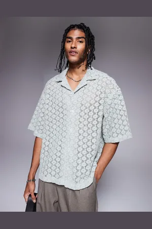 ASOS Premium boxy oversized crochet shirt in