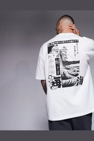 ASOS Oversized t-shirt with souvenir graphic in white