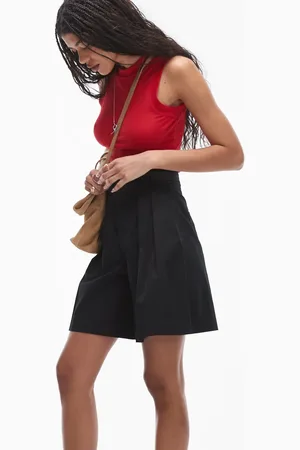 Topshop Awkward A line double pleat shorts in