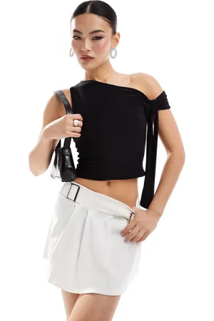 Missyempire Missy Empire double layered slinky off shoulder tie detail top in