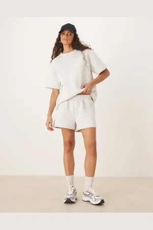 ASOS Chunky rib runner shorts in grey marl (part of a set)
