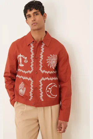ASOS Embroidered harrington jacket in -Brown