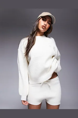 The Couture Club Oversized mixed knitted jumper in -Neutral