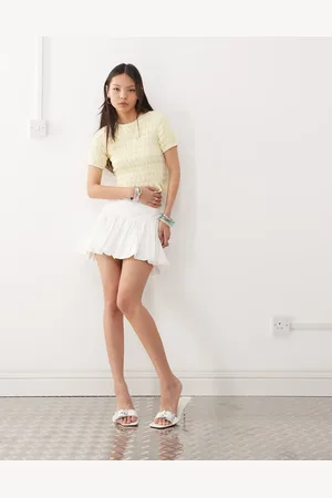 Amy Lynn Eleanor lace shirred top in -Yellow