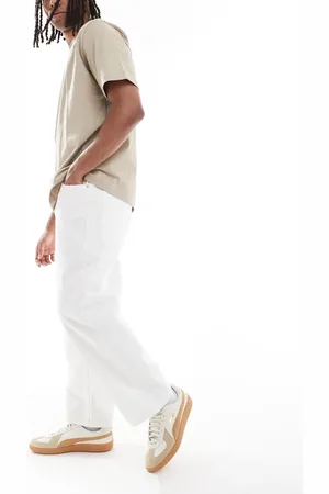 Bershka Jacquard baggy jeans in ecru