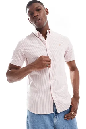 Farah Brewer striped short sleeve shirt in white and