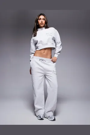 Good For Nothing Flare overlock seam trackies in grey marl (part of a set)