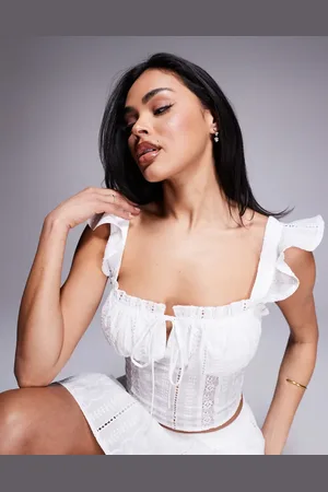 Love Triangle Broderie milkmaid crop top in (part of a set)