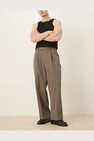 ASOS Smart balloon fit pants with front pleats in -Brown