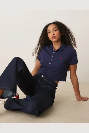 Ralph Lauren Cropped icon logo polo in navy