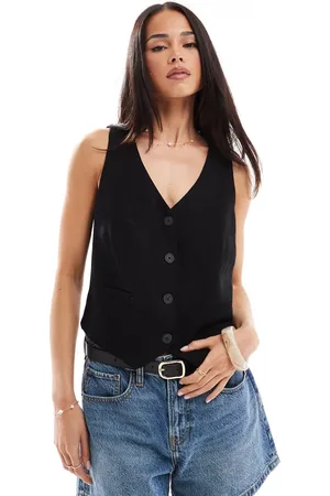 Stradivarius Linen blend waistcoat in