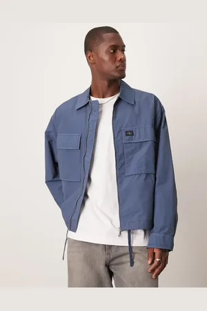 Calvin Klein Cotton cargo jacket in garment dye blue
