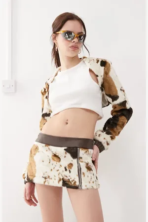 The Kript Low rise micro mini skirt with front zip (part of a set)-Multi
