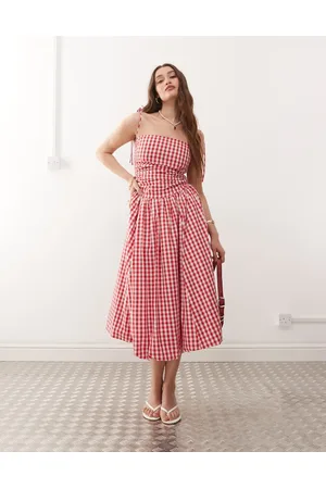 Amy Lynn Alexa tie shoulder puffball midi dress in