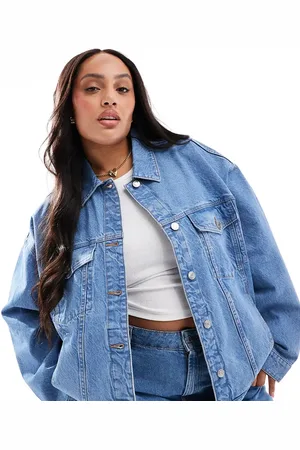 ASOS ASOS DESIGN Curve oversized 90s denim jacket in midwash blue