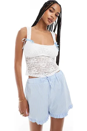 Miss Selfridge Lace bow detail floral corset top in