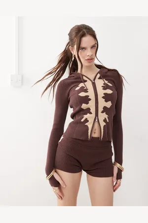 The Kript Cow print micro mini knit shorts in (part of a set)