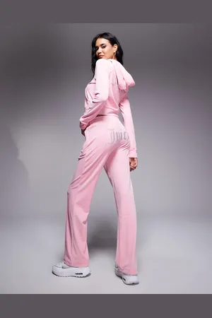 Juicy Couture Diamante logo velour trackies in pink (part of a set)