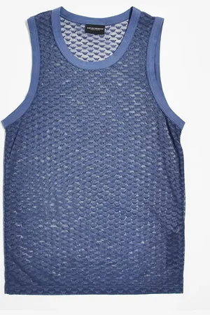 Emporio Armani Bodywear mesh logo singlet in blue (part of a set)