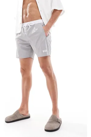 HUGO BOSS Boss Starfish swim shorts in grey and white