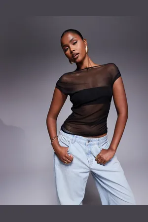 Missyempire Missy Empire mesh panel asymmetric top in