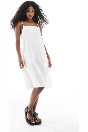 JJXX Linen blend mini dress in cream-White