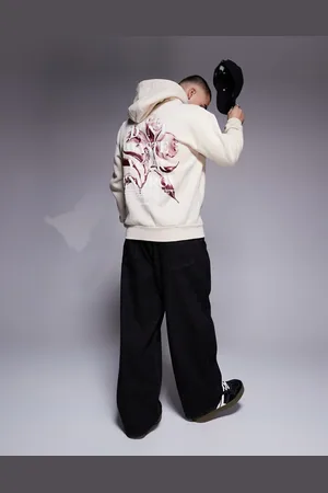 Sixth June Botanical motif back print hoodie in -Neutral