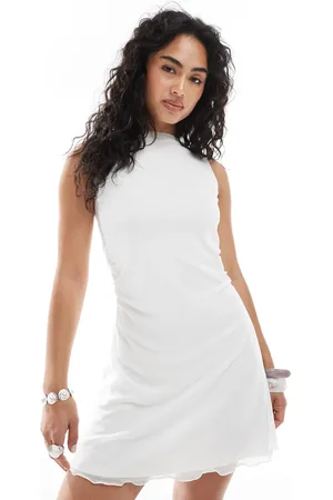 JJXX Mesh mini dress in white