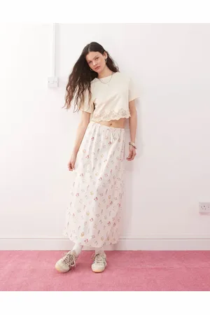 Miss Selfridge Linen-blend midi slip skirt in -Multi