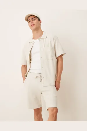 Calvin Klein Chunky waffle shorts in off white-Neutral