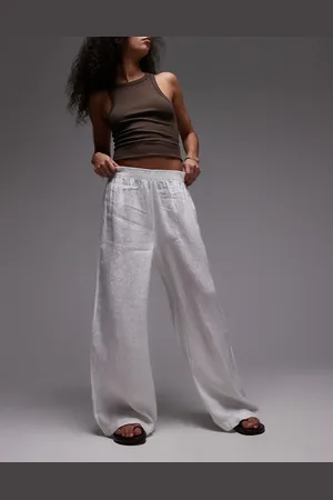 ARKET Pure linen palazzo pants with pull-on waist in