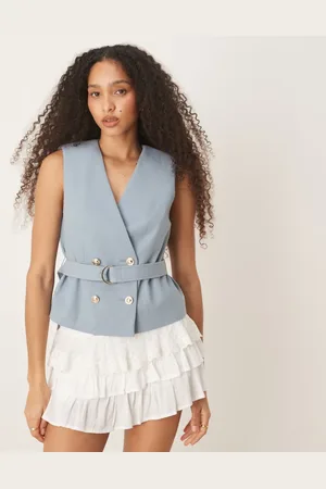 ASOS Linen look tie waistcoat in