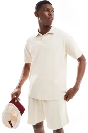 New Look Textured polo in (part of a set)-Neutral