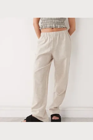 Monki Linen pants in exclusive to ASOS-Neutral
