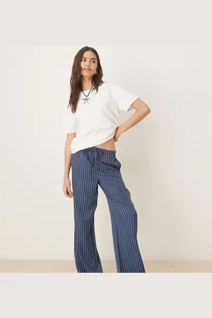JDY Wide leg pants in blue stripes