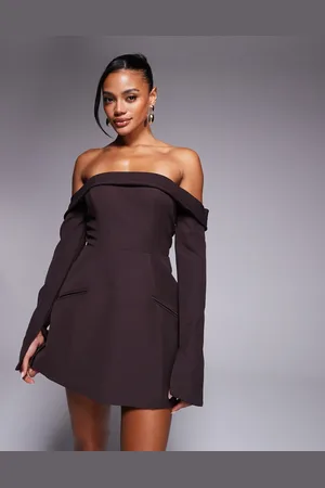 Ohpolly Seraphina bardot structured mini dress with pockets in