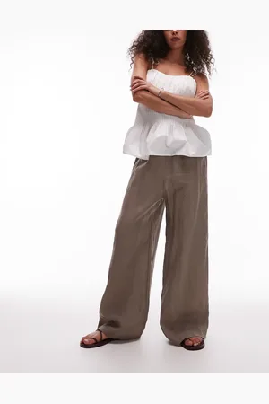 ARKET Pure linen palazzo pants with pull-on waist in
